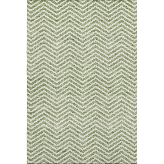 10' X 14' Chevron Washable Area Rug With UV Protection (674251) - Green / Ivory