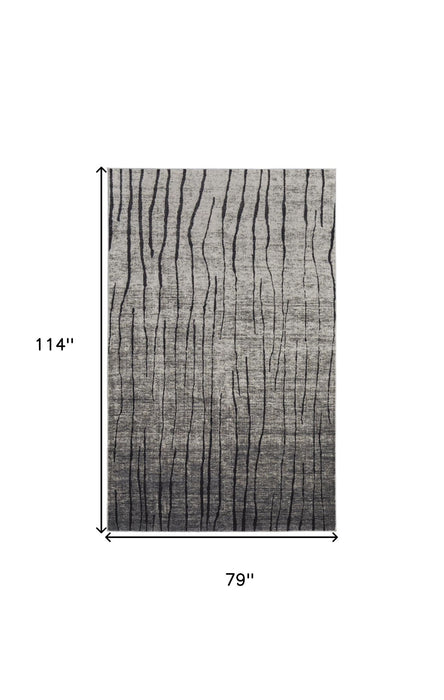 7' X 10' Abstract Power Loom Area Rug - Gray And Black