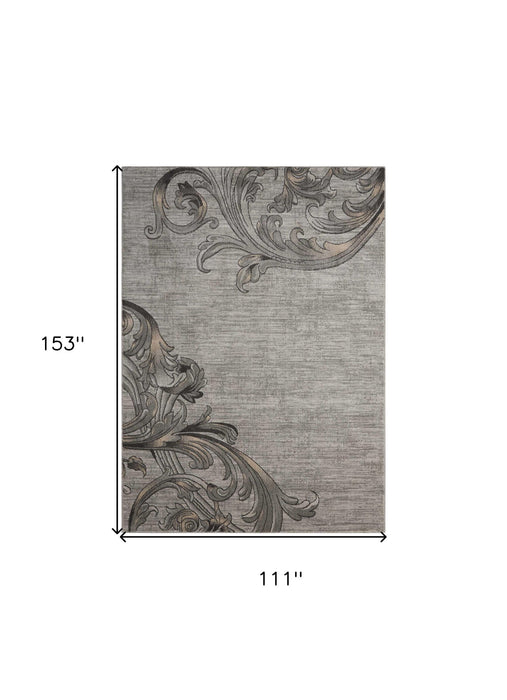 9' X 13' Floral Vines Area Rug - Graphite And Black