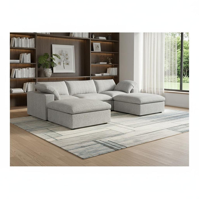 120" 2 Piece Living Room Set Blend Modular Sofa With Ottoman Storage - Light Gray