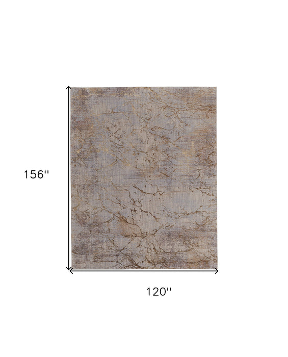 10' x 13' Abstract Power Loom Area Rug - Brown Taupe And Tan