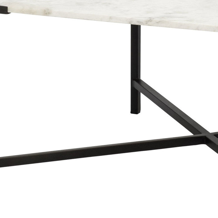Solid And Manufactured Wood And Metal Square Coffee Table - White And Black