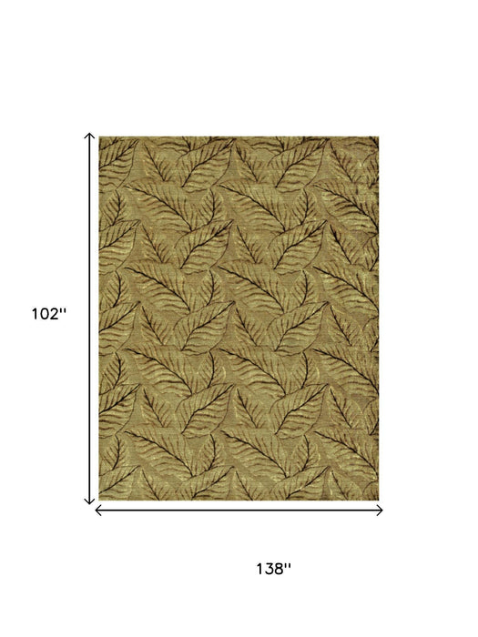 9' X 12' Floral Hand Knotted Area Rug (744358) - Green / Tan / Black