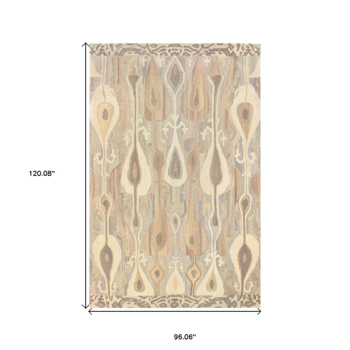 8' X 10' Wool Abstract Hand Tufted Area Rug - Gray And Beige