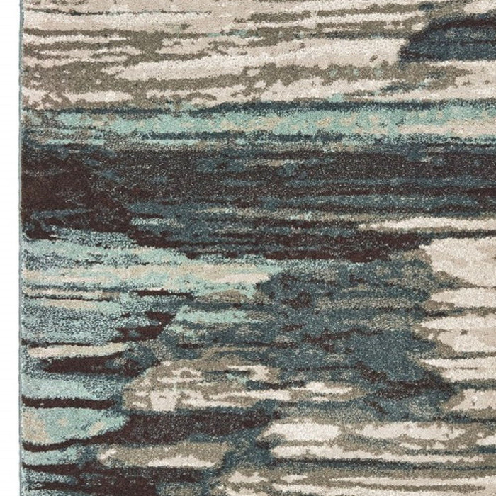 7' x 10' Ivory Blue Gray Abstract Layers Indoor Area Rug - Ivory Blue Gray