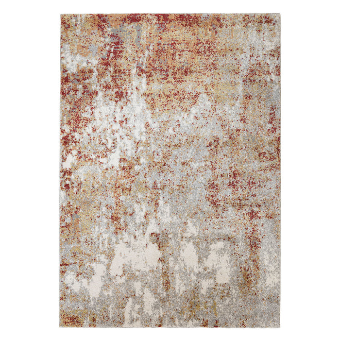 9' x 12' Abstract Power Loom Area Rug - Ivory Red And Cream