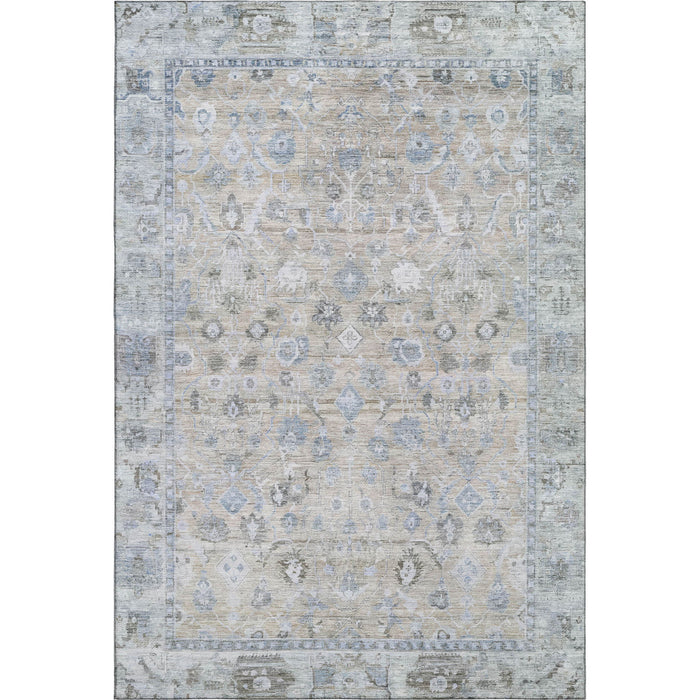 10' X 14' Oriental Washable Area Rug With UV Protection (700883) - Beige / Blue