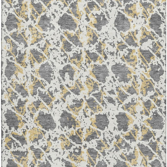 10' X 14' Abstract Washable Area Rug With UV Protection (676650) - Gray / Gold / Ivory
