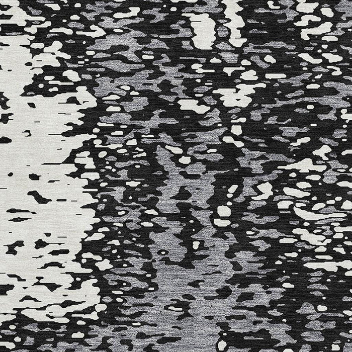 10' X 14' Abstract Washable Area Rug With UV Protection (675420) - Black / Gray / Ivory