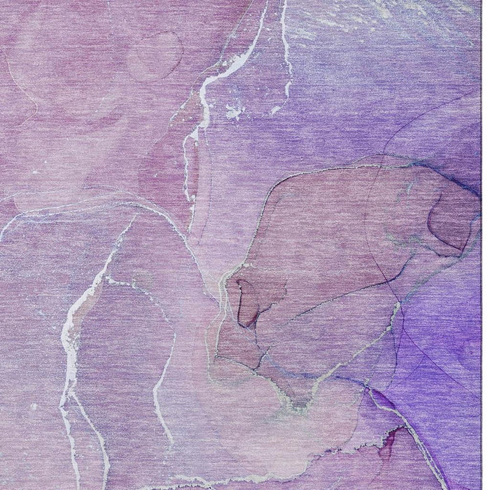 10' X 14' Abstract Washable Area Rug With UV Protection (646990) - Purple / Ivory