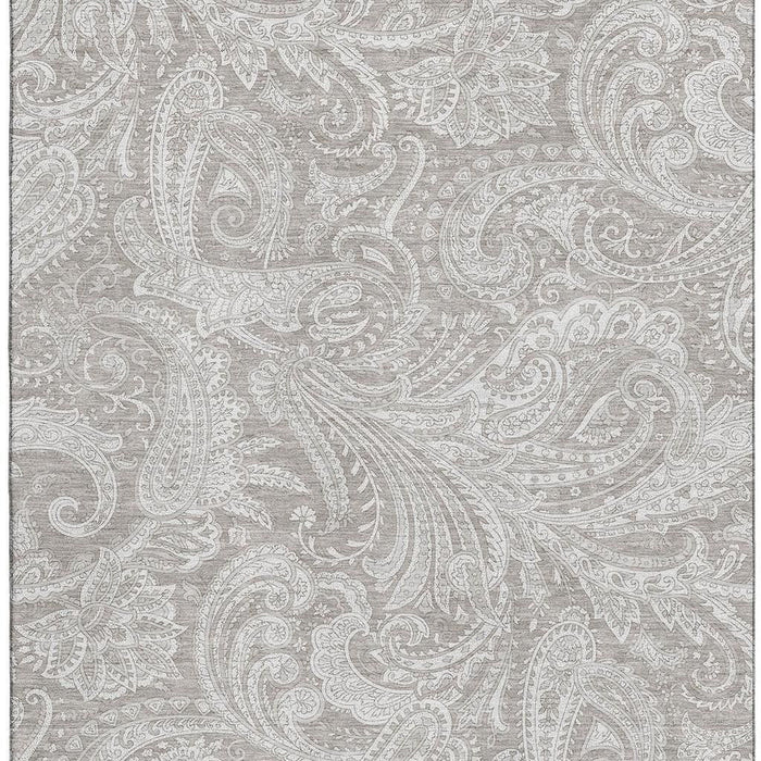 10' X 14' Paisley Washable Area Rug With UV Protection (654686) - Taupe / Ivory