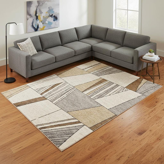8' X 11' Geometric Area Rug (660047) - White / Black