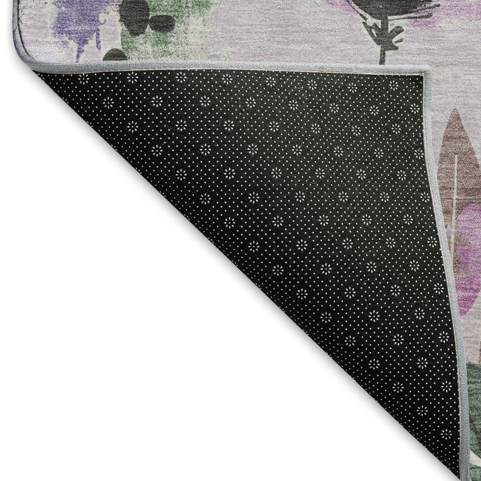 10' X 14' Floral Washable Area Rug With UV Protection (694376) - Lavender / Green / Mauve