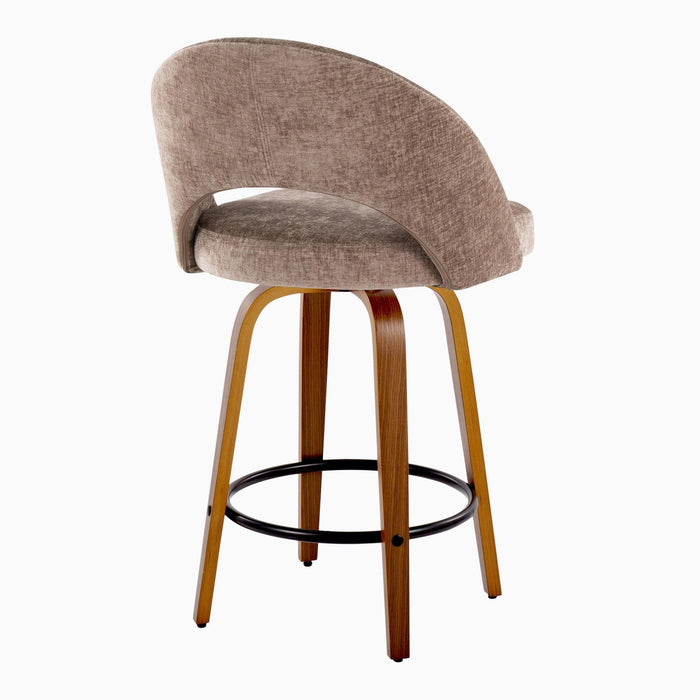 Renee - Upholstered Fixed-Height Barstool (Set of 2) - Walnut Wood Base