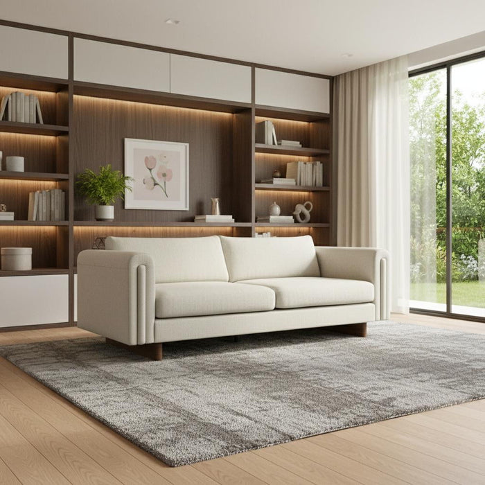 84" Fabric Sofa With Walnut Legs - Ivory