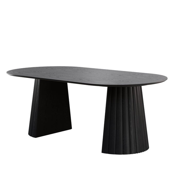 Double Pedestal Base Oval Dining Table - Black