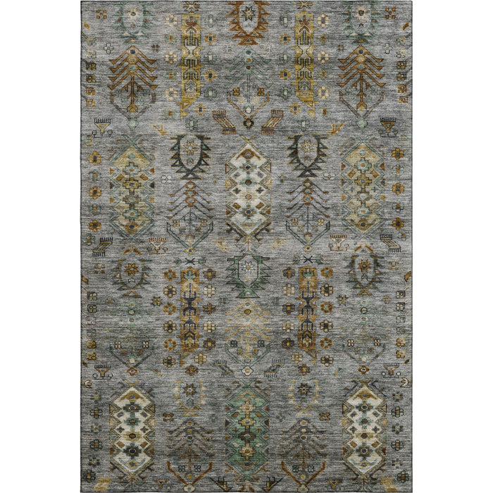 10' X 14' Southwestern Washable Area Rug With UV Protection (716473) - Pewter / Gold