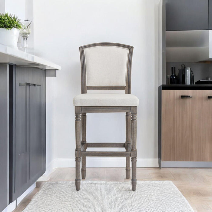 Fabric Solid Wood Counter Height Bar Chair - Gray