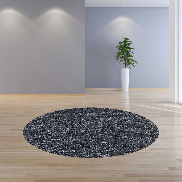 8' Round Indoor Shag Rug - Black Heather