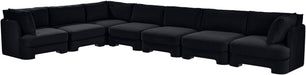 Meridian Furniture Hammond velvet performance fabric 7-piece sectional sofa with plush upholstery and modern design.