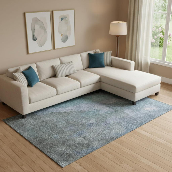 10' X 14' Abstract Washable Area Rug With UV Protection (710058) - Blue / Gray