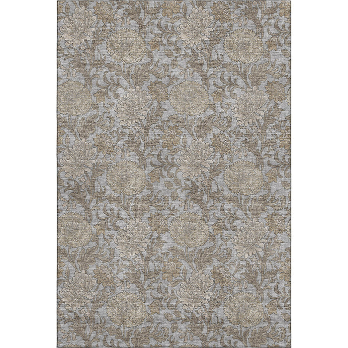 10' X 14' Floral Washable Area Rug With UV Protection (655794) - Gray / Silver