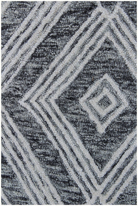 8' x 10' Wool Abstract Geometric Hand Tufted Non Skid Area Rug - Black And Ivory