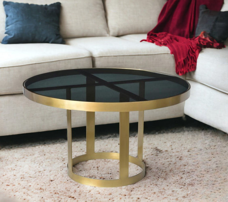 Round Modern Coffee Table - Black And Gold