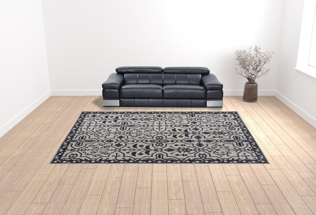 10' x 14' Wool Floral Tufted Handmade Stain Resistant Area Rug - Taupe And Gray