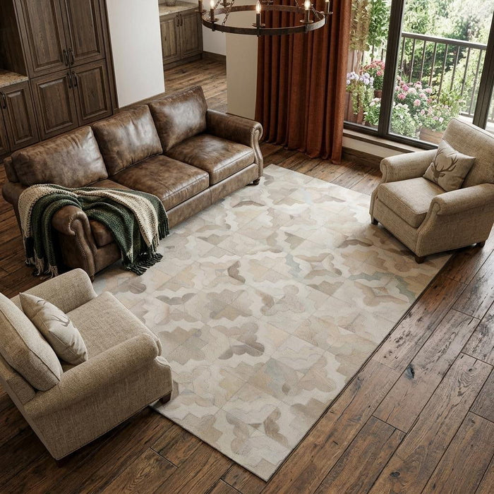 10' X 14' Geometric Washable Area Rug With UV Protection (644712) - Ivory / Beige / Gray
