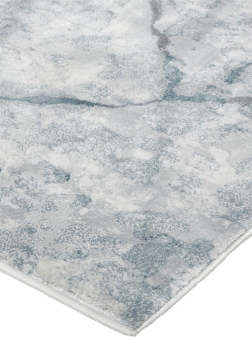 8' x 10' Abstract Distressed Stain Resistant Area Rug - Blue Gray And Ivory