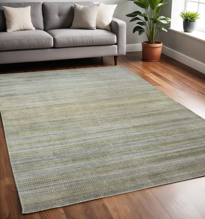 5' x 8' Ombre Hand Woven Area Rug - Green Blue And Tan