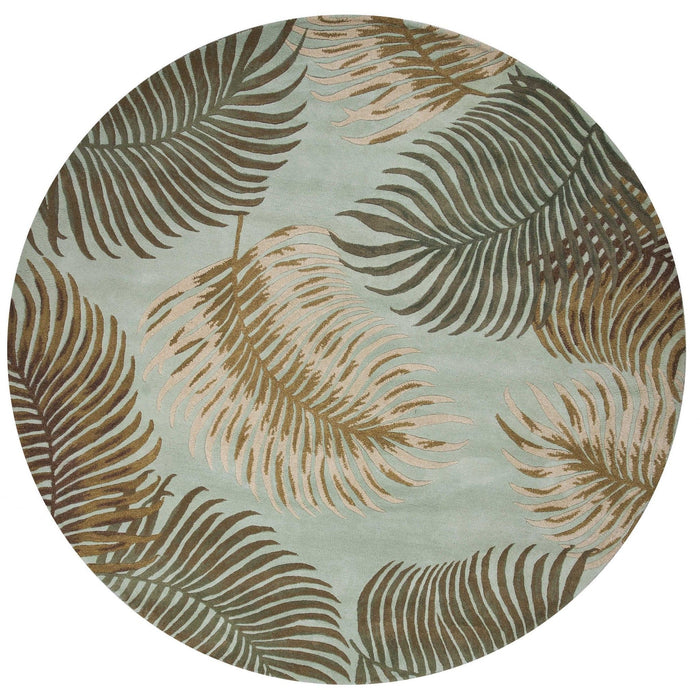 7' Round Wool Area Rug - Aqua