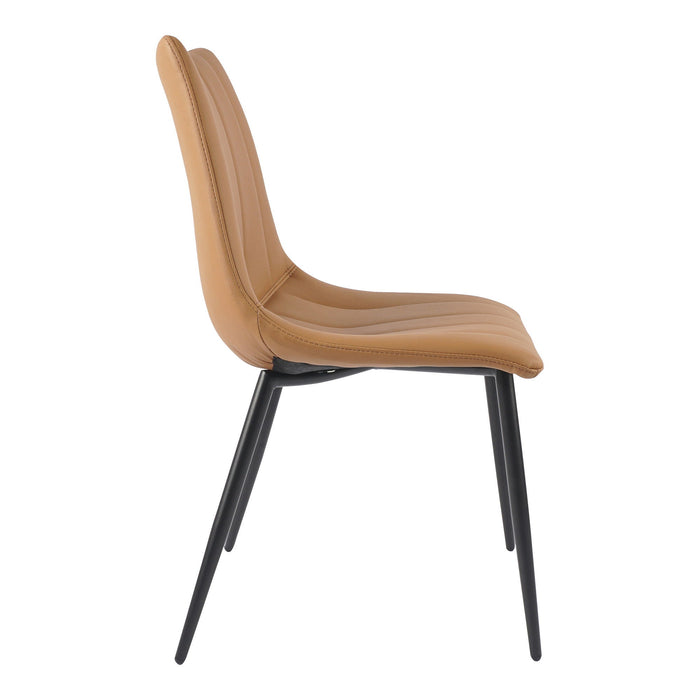Upholstered Faux Leather Dining Side Chairs (Set of 2) - Tan