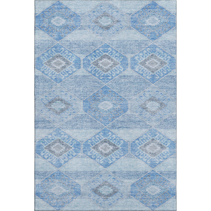 10' X 14' Geometric Washable Area Rug With UV Protection (705989) - Blue / Gray