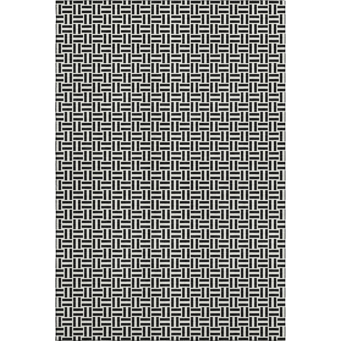10' X 14' Geometric Washable Area Rug With UV Protection (672392) - Black / Ivory
