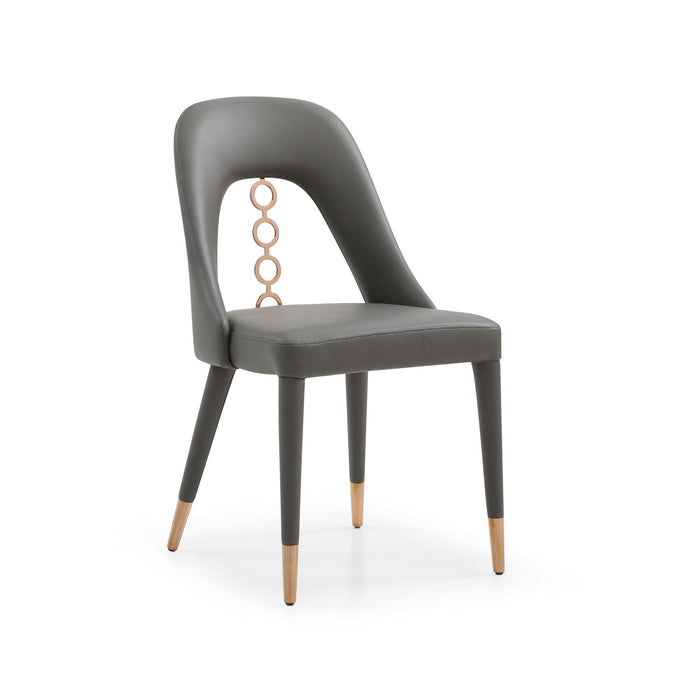 Upholstered In Faux Leather Dining Side Chairs (Set of 2) - Gray