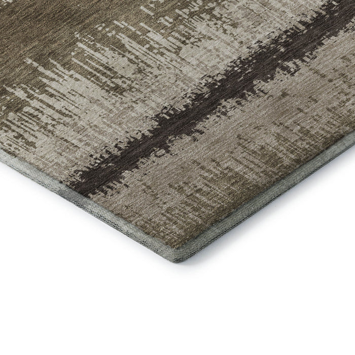 10' X 14' Striped Washable Area Rug With UV Protection (679486) - Brown / Beige / Ivory