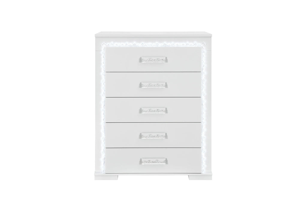 Naomi - 5 Piece King Bedroom Set - Silver