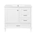 Modern Giga bathroom vanity with sink, solid wood frame, soft-closing door, and three drawers for stylish bathroom storage.