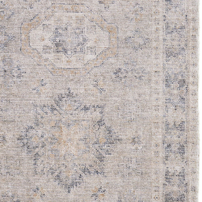 5' X 8' Oriental Hand Woven Distressed Area Rug With Fringe - Tan And Gray