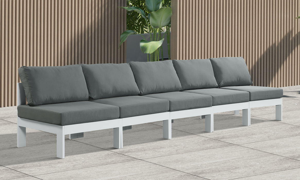 Nizuc - Outdoor Patio Modular Sofa 5 Seats - Grey - Metal - Modern & Contemporary