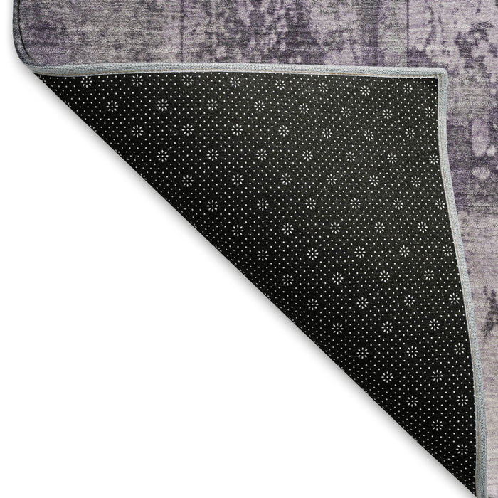 10' X 14' Striped Washable Area Rug With UV Protection (698023) - Purple / Gray
