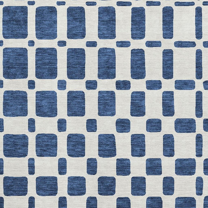 10' X 14' Geometric Washable Area Rug With UV Protection (669294) - Navy Blue / Ivory