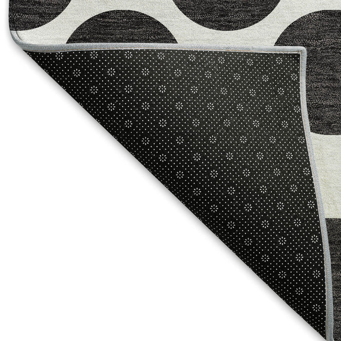 10' X 14' Polka Dot Washable Area Rug With UV Protection (677369) - Black / Ivory