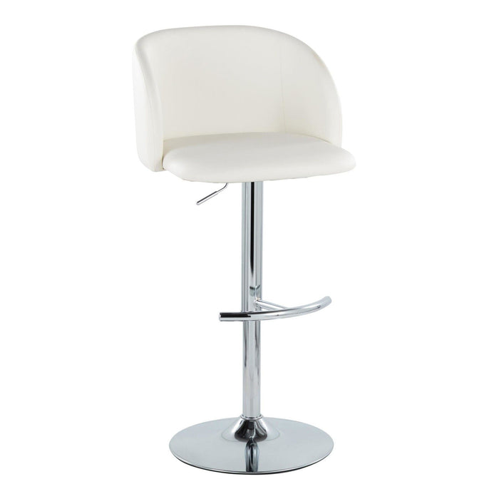 Fran - Adjustable Barstool (Set of 2) - Chrome Metal, White Faux Leather