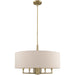 HomeRoots 25-inch six light dimmable chandelier with shades in antiqued brass finish, showcasing elegant lighting design.