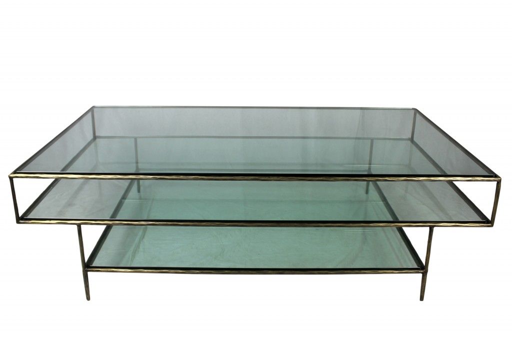 Clear Glass Triple Layered Coffee Table - Black