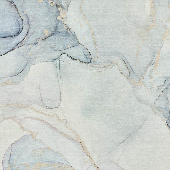 3' X 5' Abstract Washable Area Rug With UV Protection (647399) - Sky Blue / Ivory