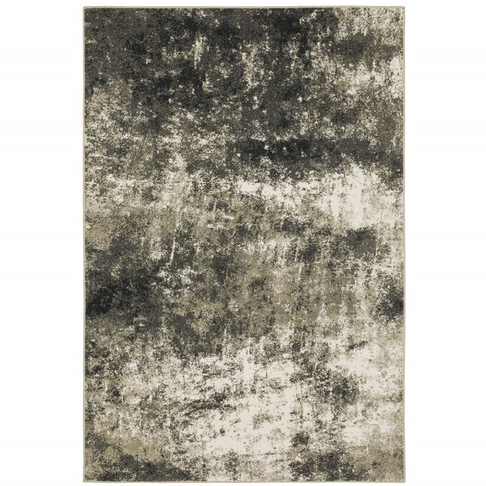 8' x 10' Abstract Power Loom Stain Resistant Area Rug - Charcoal Gray And Beige